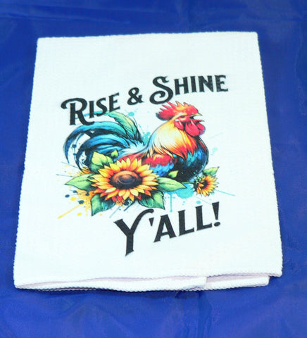 Handmade Kitchen Towel Rooster Decor, Farmhouse Sunflower Pattern, Durable Absorbent Fabric, Housewarming Gift, Functional & Decorative