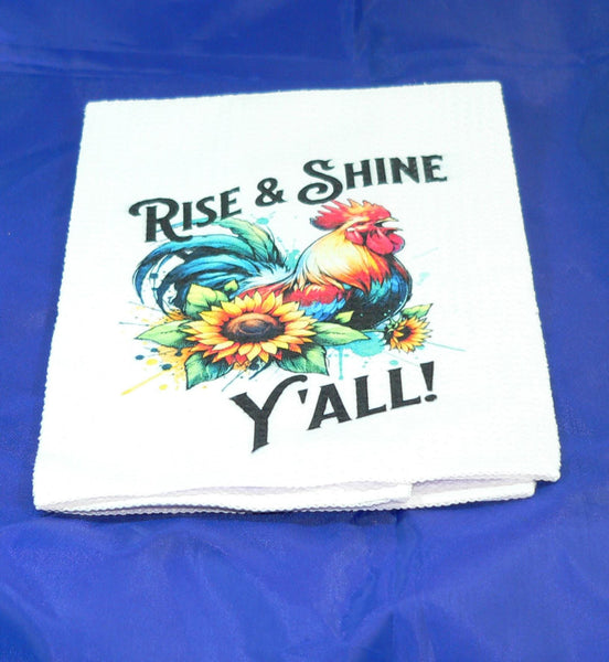 Handmade Kitchen Towel Rooster Decor, Farmhouse Sunflower Pattern, Durable Absorbent Fabric, Housewarming Gift, Functional & Decorative