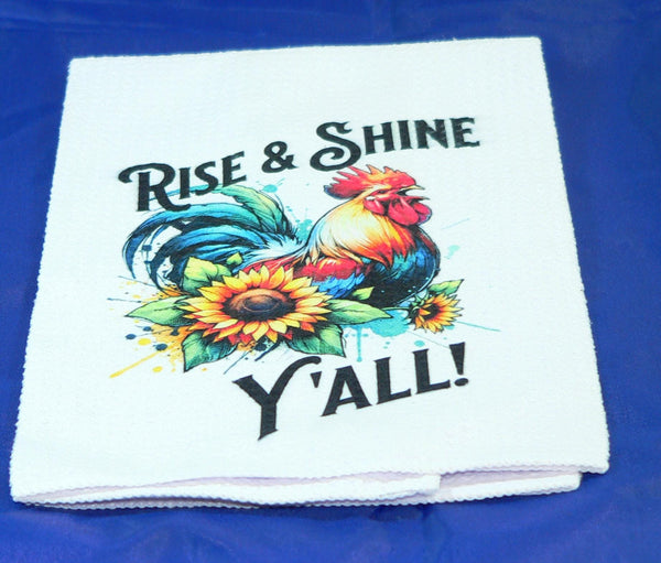 Handmade Kitchen Towel Rooster Decor, Farmhouse Sunflower Pattern, Durable Absorbent Fabric, Housewarming Gift, Functional & Decorative