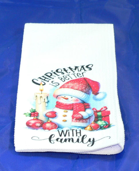 Handmade Kitchen Towel Christmas Decor, Snowman Pattern, Durable Absorbent Fabric, Housewarming Gift, Functional & Decorative