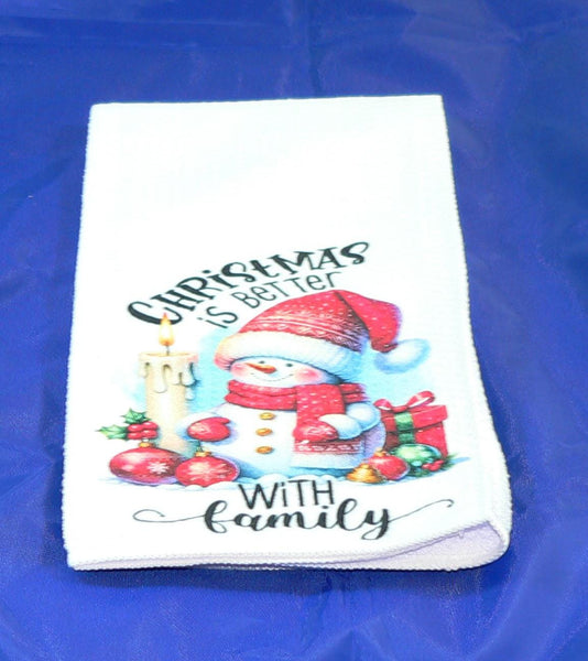 Handmade Kitchen Towel Christmas Decor, Snowman Pattern, Durable Absorbent Fabric, Housewarming Gift, Functional & Decorative