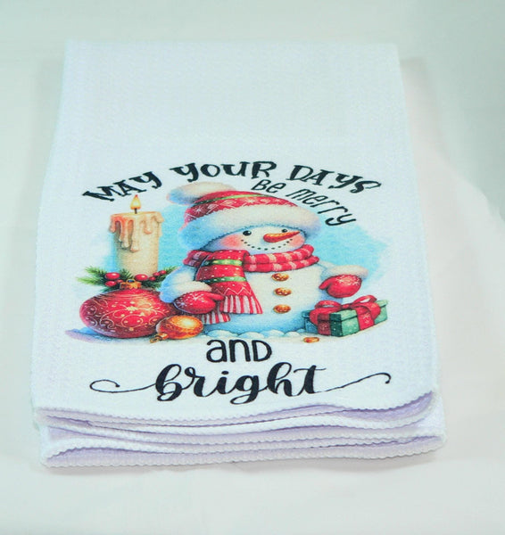Handmade Kitchen Towel Christmas Decor, Snowman Pattern, Durable Absorbent Fabric, Housewarming Gift, Functional & Decorative