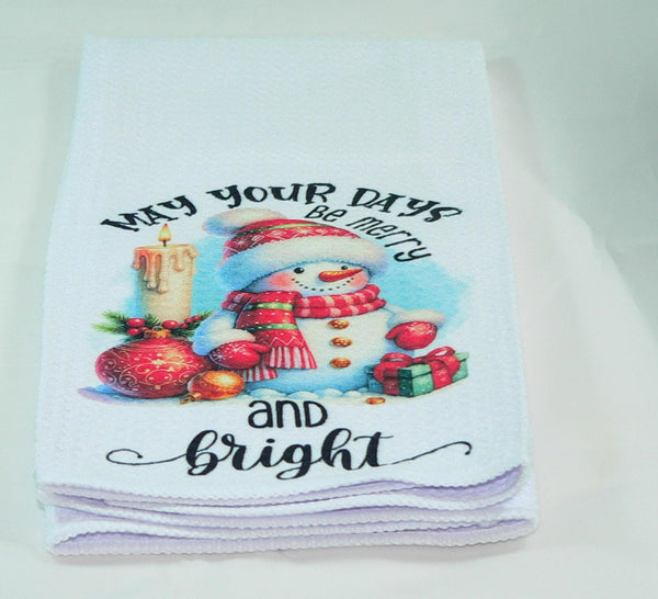 Handmade Kitchen Towel Christmas Decor, Snowman Pattern, Durable Absorbent Fabric, Housewarming Gift, Functional & Decorative