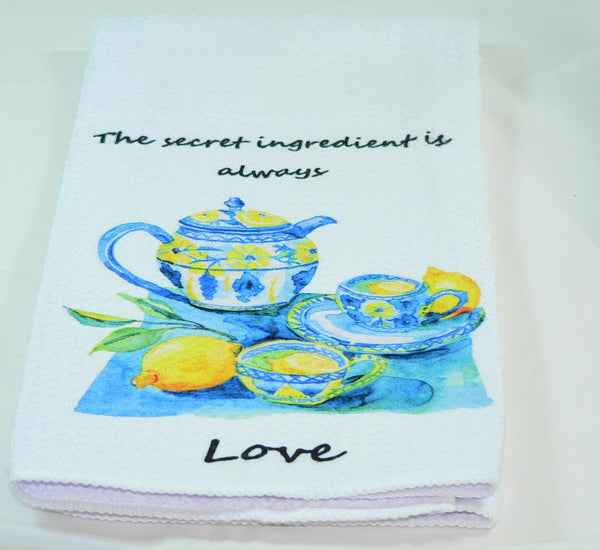 Handmade Kitchen Towel Lemon Tea Time Theme, Durable Absorbent Fabric, Housewarming Gift, Functional & Decorative