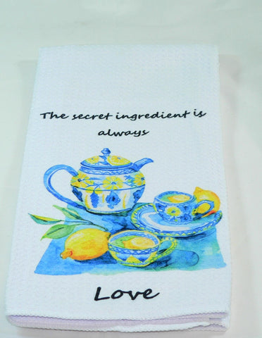 Handmade Kitchen Towel Lemon Tea Time Theme, Durable Absorbent Fabric, Housewarming Gift, Functional & Decorative