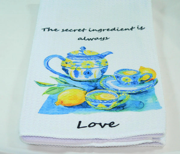 Handmade Kitchen Towel Lemon Tea Time Theme, Durable Absorbent Fabric, Housewarming Gift, Functional & Decorative