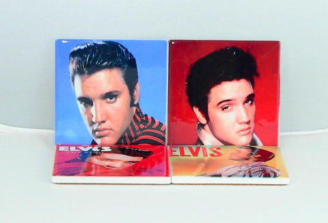 Elvis Presley Album Cover Ceramic Coaster Set: Retro Music Decor, Functional Home Accessories, Fan Gift