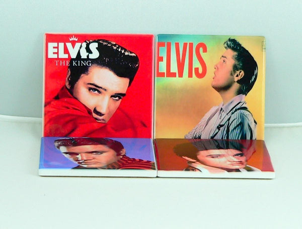 Elvis Presley Album Cover Ceramic Coaster Set: Retro Music Decor, Functional Home Accessories, Fan Gift
