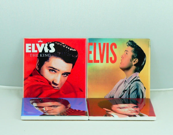 Elvis Presley Album Cover Ceramic Coaster Set: Retro Music Decor, Functional Home Accessories, Fan Gift