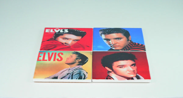 Elvis Presley Album Cover Ceramic Coaster Set: Retro Music Decor, Functional Home Accessories, Fan Gift