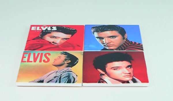 Elvis Presley Album Cover Ceramic Coaster Set: Retro Music Decor, Functional Home Accessories, Fan Gift