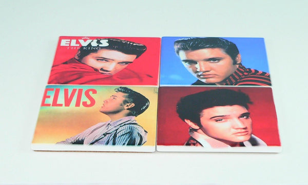 Elvis Presley Album Cover Ceramic Coaster Set: Retro Music Decor, Functional Home Accessories, Fan Gift