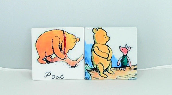Retro Winnie the Pooh Ceramic Coasters: Nostalgic Disney Drink Protectors, Fan Collector Gift Set