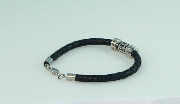 Unisex Men's Braided Celtic Fleur de Lis Bracelet with Stainless Slide Beads, Handmade, Masculine Gift, Boho Jewelry