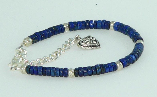 Bohemian Lapis Lazuli Wrap Bracelet with Heart Charm - Adjustable Southwestern Gemstone Festival Jewelry