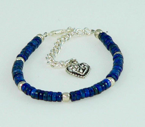 Bohemian Lapis Lazuli Wrap Bracelet with Heart Charm - Adjustable Southwestern Gemstone Festival Jewelry