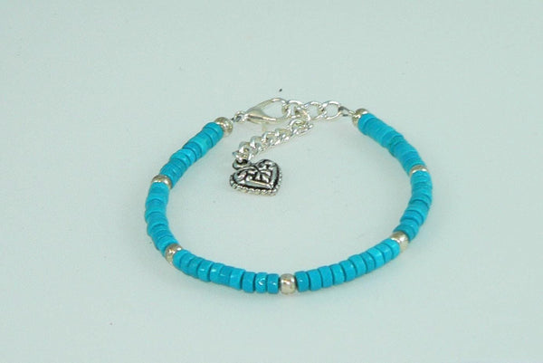 Boho Turquoise Wrap Bracelet: Adjustable Southwestern Gemstone Jewelry with Heart Charm