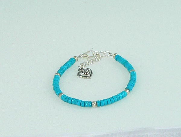 Boho Turquoise Wrap Bracelet: Adjustable Southwestern Gemstone Jewelry with Heart Charm