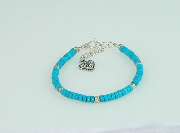 Boho Turquoise Wrap Bracelet: Adjustable Southwestern Gemstone Jewelry with Heart Charm
