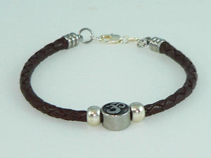 Unisex Braided stainless Steel Ohm Beaded Bracelet with Stainless Slide Beads, Handmade, Gift for her, Boho Jewelry