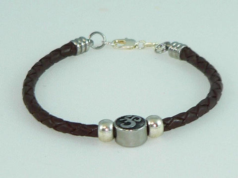 Unisex Braided stainless Steel Ohm Beaded Bracelet with Stainless Slide Beads, Handmade, Gift for her, Boho Jewelry