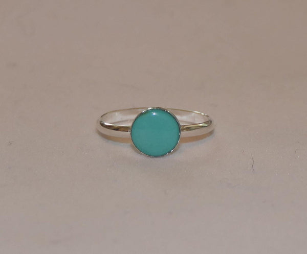 Genuine Kingman Turquoise Unisex Sterling Silver Boho Stacking Ring - Custom Sizes 6-10