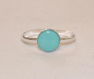 Genuine Kingman Turquoise Unisex Sterling Silver Boho Stacking Ring - Custom Sizes 6-10