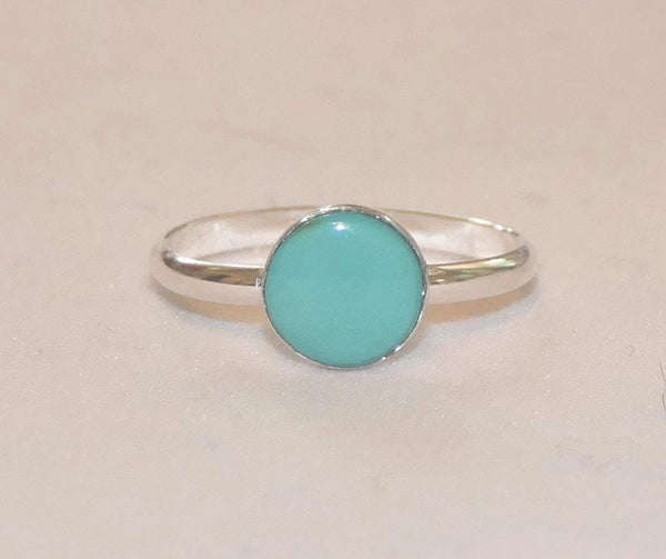 Genuine Kingman Turquoise Unisex Sterling Silver Boho Stacking Ring - Custom Sizes 6-10