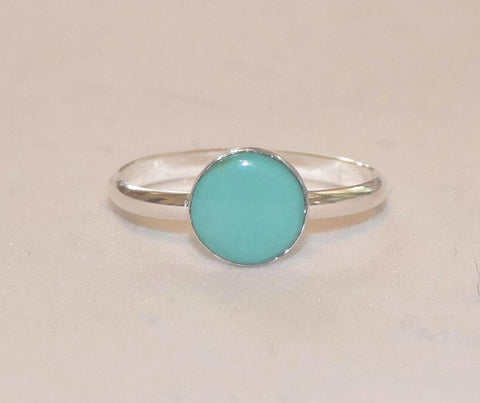 Genuine Kingman Turquoise Unisex Sterling Silver Boho Stacking Ring - Custom Sizes 6-10