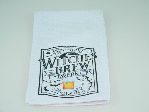 Witches Brew Halloween Kitchen Towel: Durable Goth Decor, Absorbent Fabric, Housewarming Gift