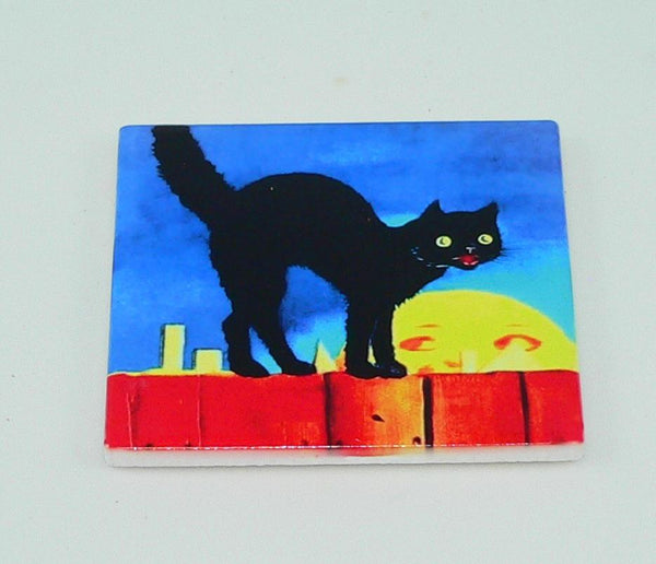 Vintage Halloween Postcard Coasters Set: Retro Decor, Shatterproof & Colorful Fall Party Accessories