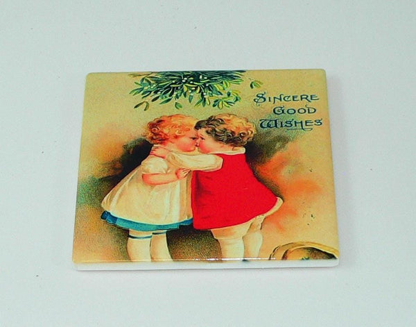 Vintage Christmas Postcard Coasters: Retro Holiday Decor, Shatterproof Surface Protection, Farmhouse Gift