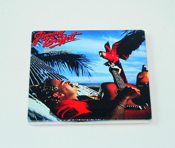Jimmy Buffett Album Cover Ceramic Coaster Set Retro Music Lovers. 4.25”