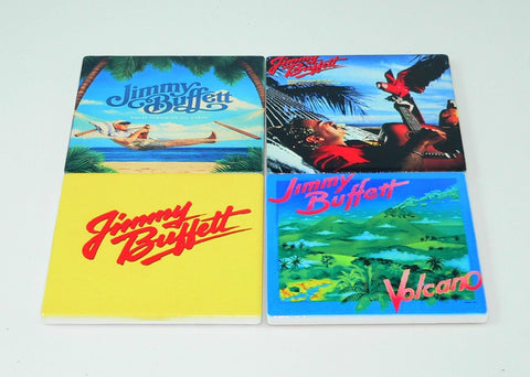 Jimmy Buffett Album Cover Ceramic Coaster Set Retro Music Lovers. 4.25”