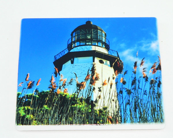 Lighthouse Ceramic Coaster Set: Beach Lighthouse Set of 4