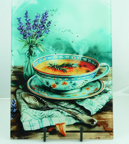 Culinary Aqua Colored Tempered Glass Cutting Board | Handmade Kitchen Decor, Serving Tray & Appetizer Platter Colorful Charcuterie