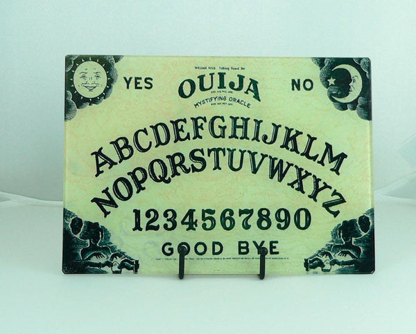 Ouija Board Tempered Glass Cutting Board | Handmade Kitchen Decor, Halloween Serving Tray & Appetizer Platter Charcuterie. Gothic Tray
