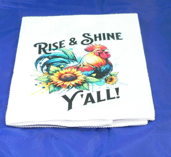 Handmade Kitchen Towel Rooster Decor, Farmhouse Sunflower Pattern, Durable Absorbent Fabric, Housewarming Gift, Functional & Decorative