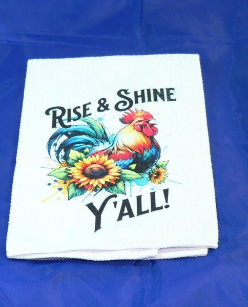 Handmade Kitchen Towel Rooster Decor, Farmhouse Sunflower Pattern, Durable Absorbent Fabric, Housewarming Gift, Functional & Decorative