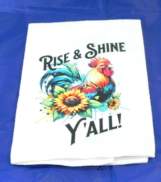 Handmade Kitchen Towel Rooster Decor, Farmhouse Sunflower Pattern, Durable Absorbent Fabric, Housewarming Gift, Functional & Decorative