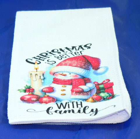 Handmade Kitchen Towel Christmas Decor, Snowman Pattern, Durable Absorbent Fabric, Housewarming Gift, Functional & Decorative
