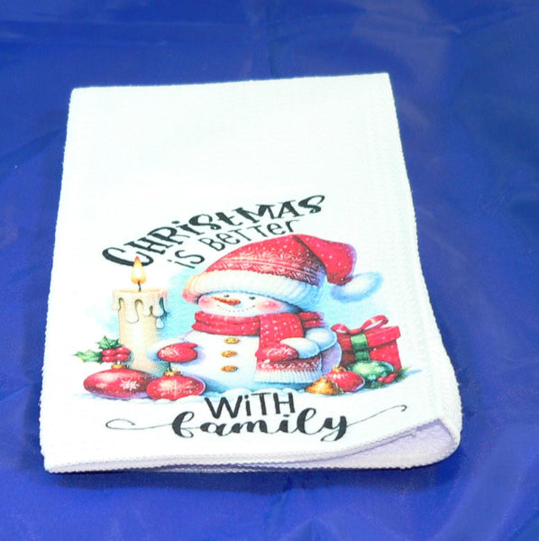 Handmade Kitchen Towel Christmas Decor, Snowman Pattern, Durable Absorbent Fabric, Housewarming Gift, Functional & Decorative