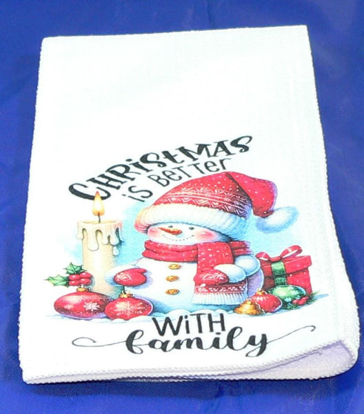 Handmade Kitchen Towel Christmas Decor, Snowman Pattern, Durable Absorbent Fabric, Housewarming Gift, Functional & Decorative