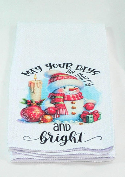 Handmade Kitchen Towel Christmas Decor, Snowman Pattern, Durable Absorbent Fabric, Housewarming Gift, Functional & Decorative