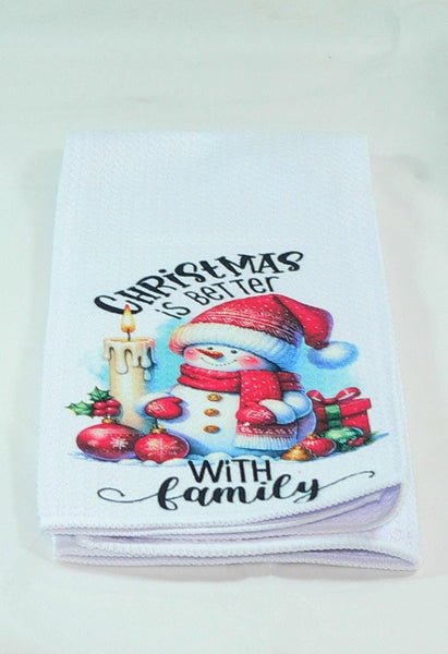 Handmade Kitchen Towel Christmas Decor, Snowman Pattern, Durable Absorbent Fabric, Housewarming Gift, Functional & Decorative