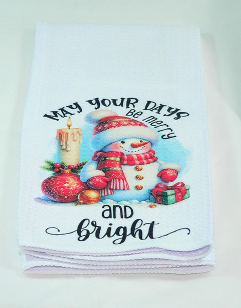 Handmade Kitchen Towel Christmas Decor, Snowman Pattern, Durable Absorbent Fabric, Housewarming Gift, Functional & Decorative