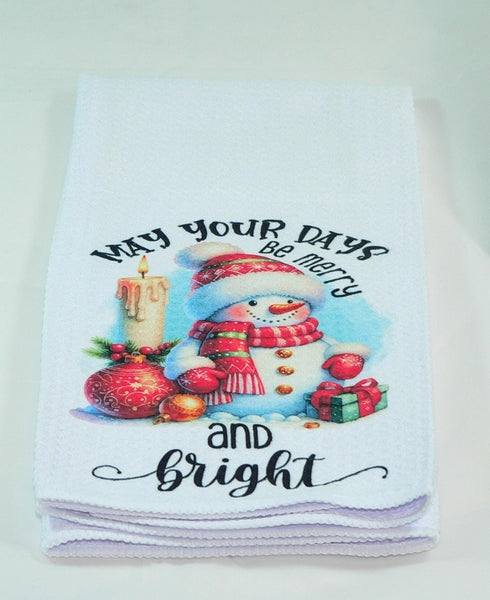 Handmade Kitchen Towel Christmas Decor, Snowman Pattern, Durable Absorbent Fabric, Housewarming Gift, Functional & Decorative