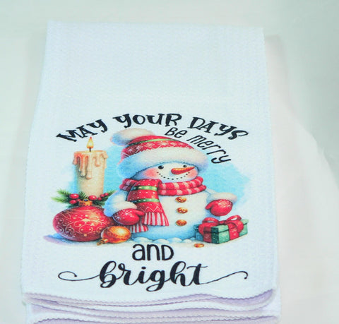 Handmade Kitchen Towel Christmas Decor, Snowman Pattern, Durable Absorbent Fabric, Housewarming Gift, Functional & Decorative