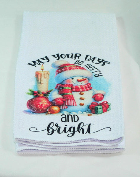 Handmade Kitchen Towel Christmas Decor, Snowman Pattern, Durable Absorbent Fabric, Housewarming Gift, Functional & Decorative