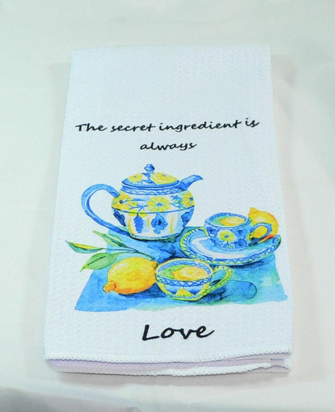 Handmade Kitchen Towel Lemon Tea Time Theme, Durable Absorbent Fabric, Housewarming Gift, Functional & Decorative